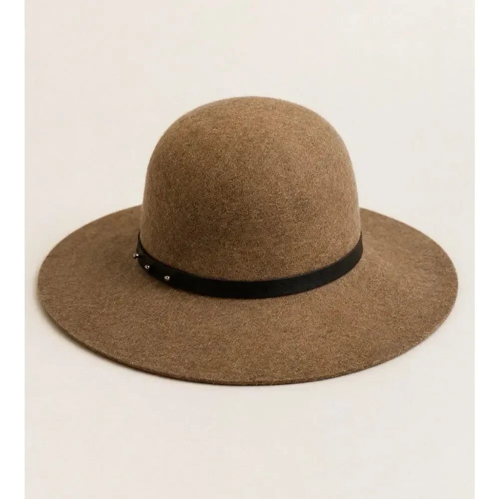 Halogen 100% Wool Wide Brim Hat – Camel Brown | One Size